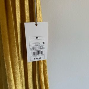 Gold pleated midi skirt